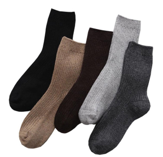 Custom Solid Color Men's Wool Business Crew Socks