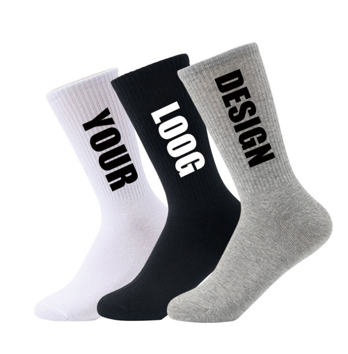 Custom Your Own Logo Solid Color OEM Cotton Terry Crew Sport Socks