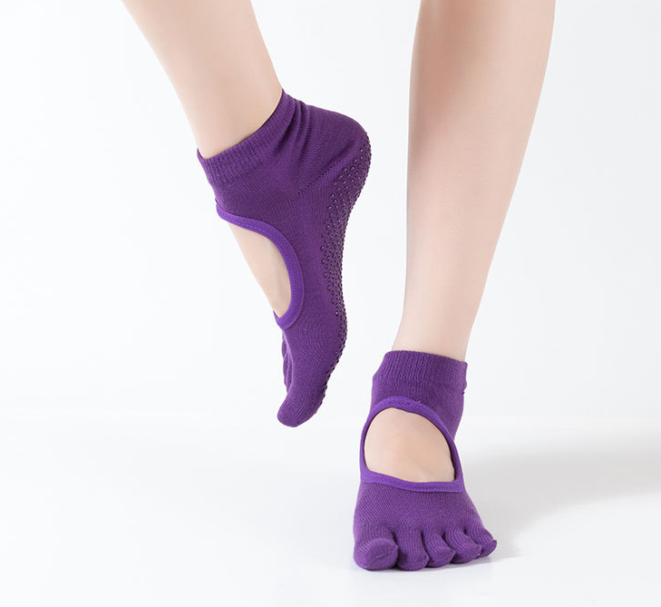 Cotton Slip Resistant Full Toe Pilates Yoga Grippy Socks